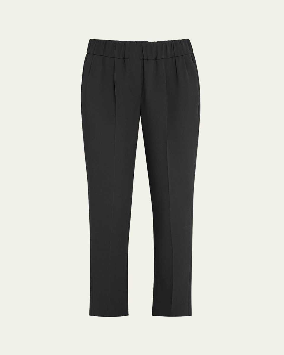 Silk Crepe Cady Straight-leg Ankle Pull-On Pants